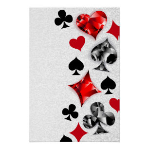 Poker Player Gambler Playing Card Suits Las Vegas Poster