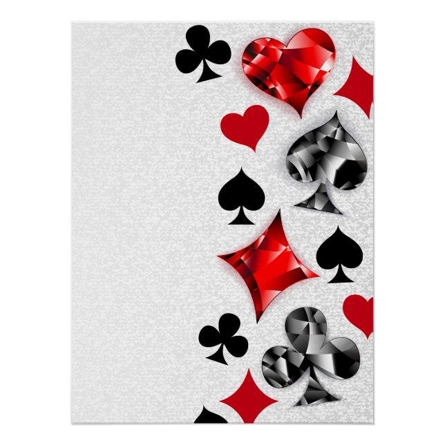 Poker Player Gambler Playing Card Suits Las Vegas Poster (Front)