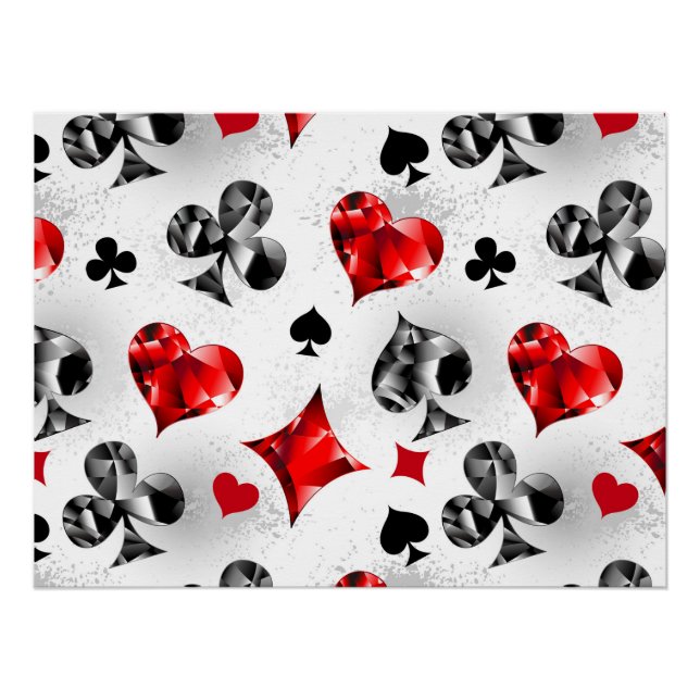 Poker Player Gambler Playing Card Suits Las Vegas Poster (Front)