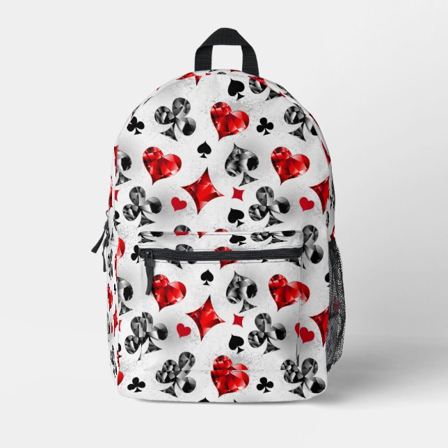 Poker Player Gambler Playing Card Suits Las Vegas Printed Backpack (Front)