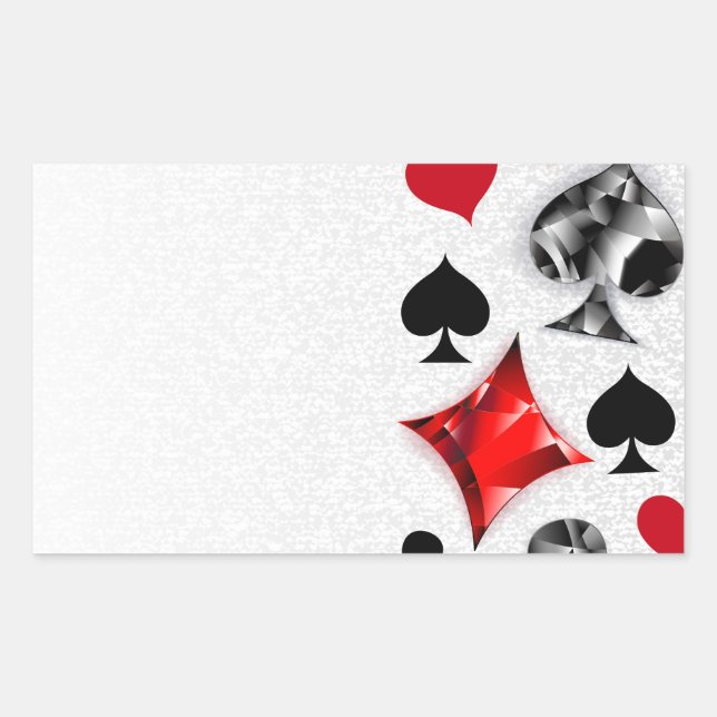 Poker Player Gambler Playing Card Suits Las Vegas Rectangular Sticker (Front)