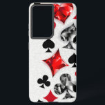 Poker Player Gambler Playing Card Suits Las Vegas Samsung Galaxy Case<br><div class="desc">Grey,  textured background with polygonal playing cards symbols. Symbols of playing cards,  heart,  diamond,  spade and club.</div>