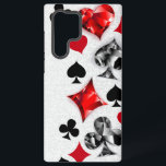 Poker Player Gambler Playing Card Suits Las Vegas Samsung Galaxy Case<br><div class="desc">Grey,  textured background with polygonal playing cards symbols. Symbols of playing cards,  heart,  diamond,  spade and club.</div>