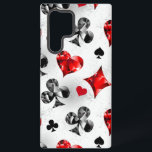 Poker Player Gambler Playing Card Suits Las Vegas Samsung Galaxy Case<br><div class="desc">Grey,  textured background with polygonal playing cards symbols. Symbols of playing cards,  heart,  diamond,  spade and club.</div>