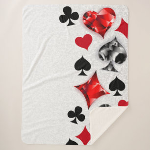 Poker Player Gambler Playing Card Suits Las Vegas Sherpa Blanket