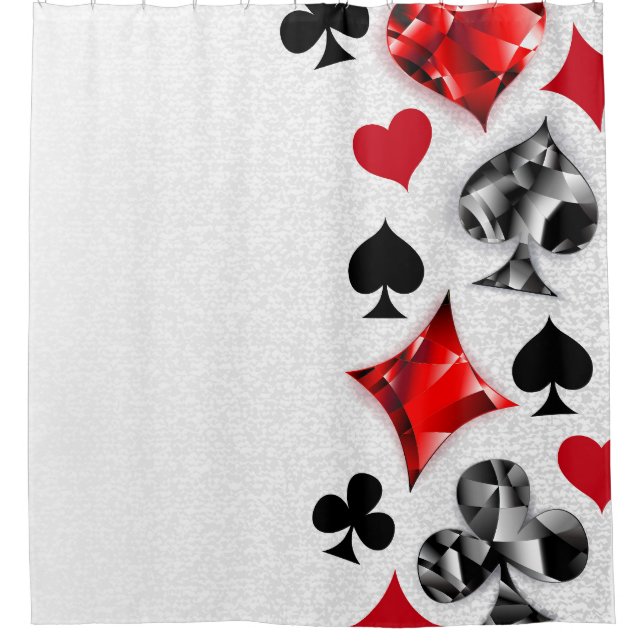 Poker Player Gambler Playing Card Suits Las Vegas Shower Curtain (Front)