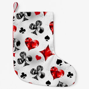 Poker Player Gambler Playing Card Suits Las Vegas Small Christmas Stocking