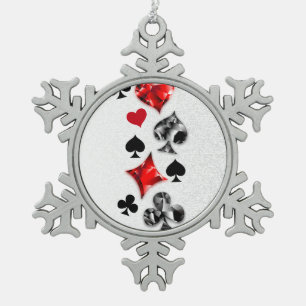 Poker Player Gambler Playing Card Suits Las Vegas Snowflake Pewter Christmas Ornament