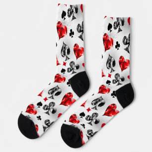 Poker Player Gambler Playing Card Suits Las Vegas Socks