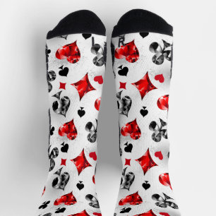 Poker Player Gambler Playing Card Suits Las Vegas Socks