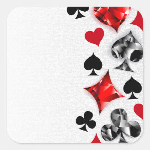 Poker Player Gambler Playing Card Suits Las Vegas Square Sticker