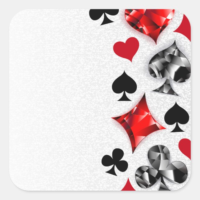 Poker Player Gambler Playing Card Suits Las Vegas Square Sticker (Front)