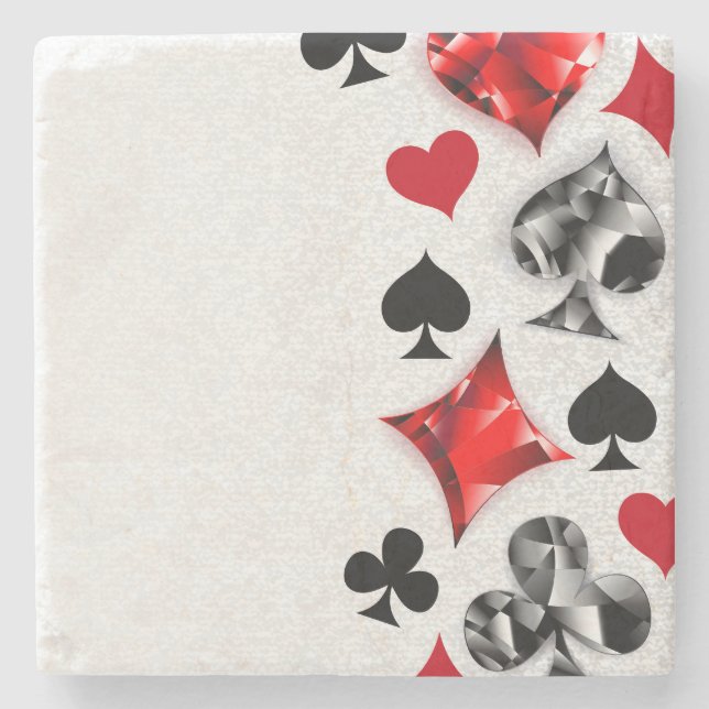 Poker Player Gambler Playing Card Suits Las Vegas Stone Coaster (Front)