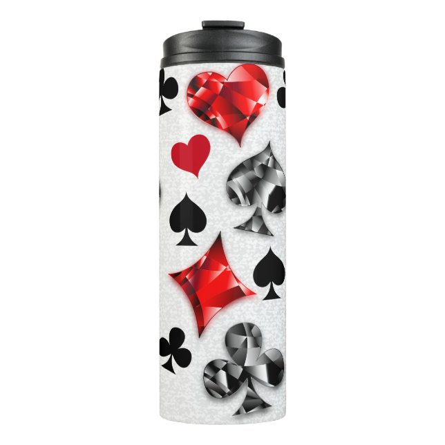 Poker Player Gambler Playing Card Suits Las Vegas Thermal Tumbler (Front)