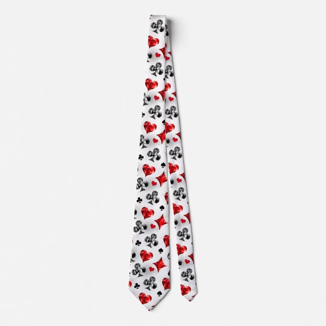 Poker Player Gambler Playing Card Suits Las Vegas Tie (Front)