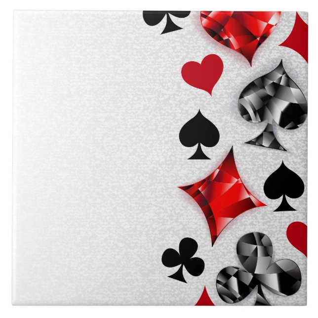Poker Player Gambler Playing Card Suits Las Vegas Tile (Front)