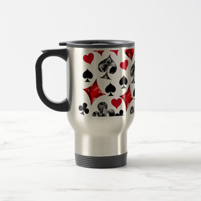 Poker Player Gambler Playing Card Suits Las Vegas Travel Mug (Left)
