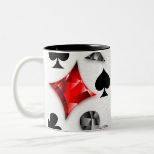Poker Player Gambler Playing Card Suits Las Vegas Two-Tone Coffee Mug