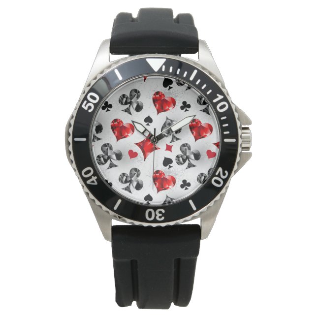 Poker Player Gambler Playing Card Suits Las Vegas Watch (Front)