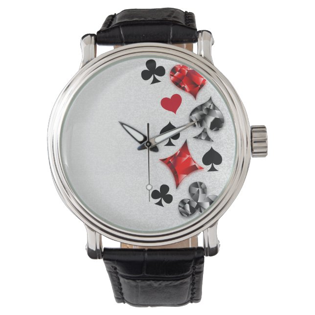 Poker Player Gambler Playing Card Suits Las Vegas Watch (Front)