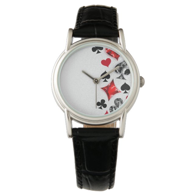 Poker Player Gambler Playing Card Suits Las Vegas Watch (Front)