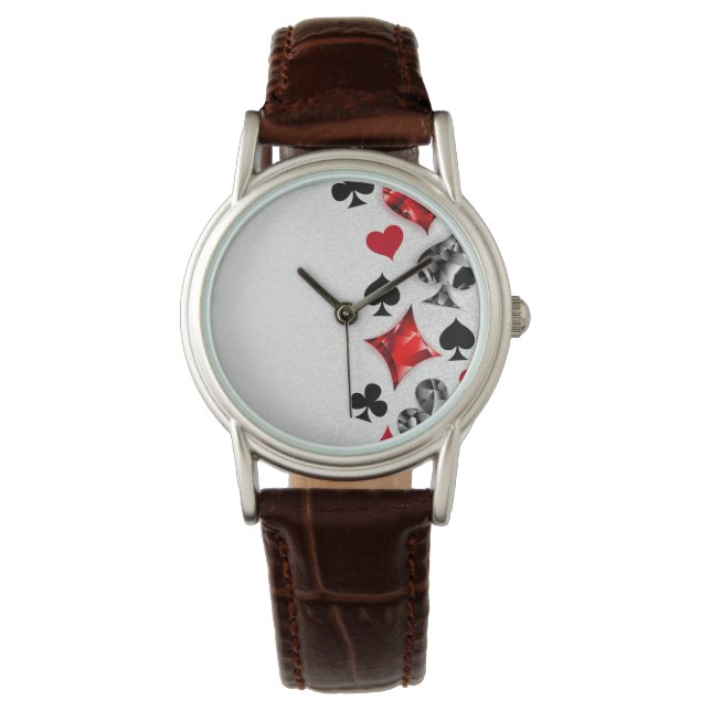 Poker Player Gambler Playing Card Suits Las Vegas Watch (Front)