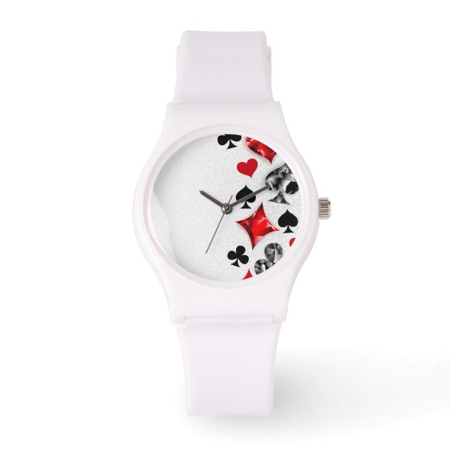Poker Player Gambler Playing Card Suits Las Vegas Watch (Front)