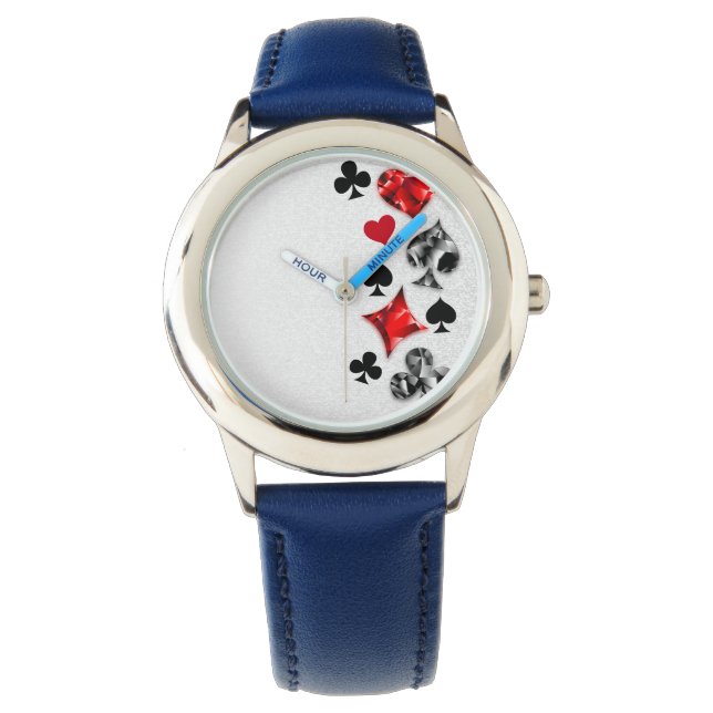 Poker Player Gambler Playing Card Suits Las Vegas Watch (Front)