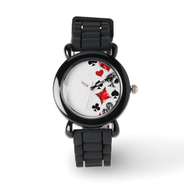 Poker Player Gambler Playing Card Suits Las Vegas Watch (Front)