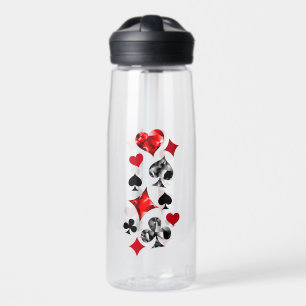 Poker Player Gambler Playing Card Suits Las Vegas Water Bottle