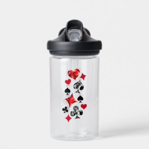 Poker Player Gambler Playing Card Suits Las Vegas Water Bottle
