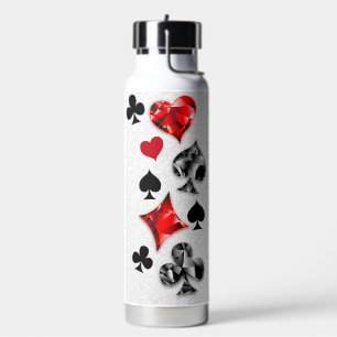 Poker Player Gambler Playing Card Suits Las Vegas Water Bottle