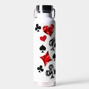 Poker Player Gambler Playing Card Suits Las Vegas Water Bottle