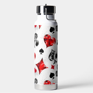 Poker Player Gambler Playing Card Suits Las Vegas Water Bottle