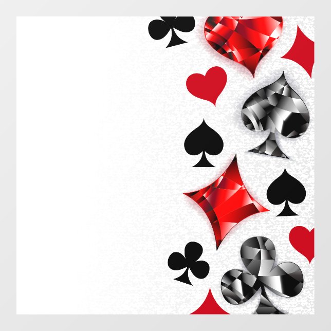 Poker Player Gambler Playing Card Suits Las Vegas Window Cling (Sheet)