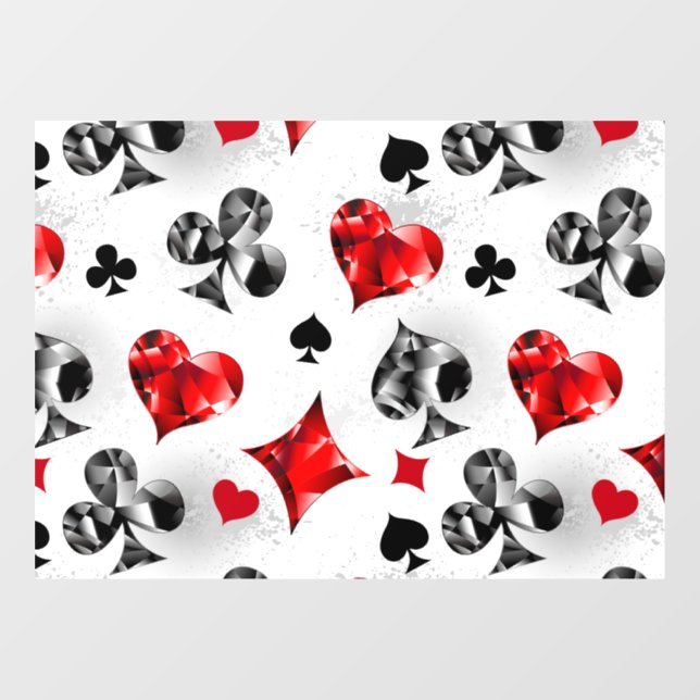 Poker Player Gambler Playing Card Suits Las Vegas Window Cling (Sheet)