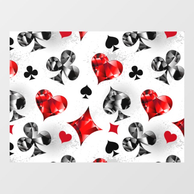 Poker Player Gambler Playing Card Suits Las Vegas Window Cling (Sheet)