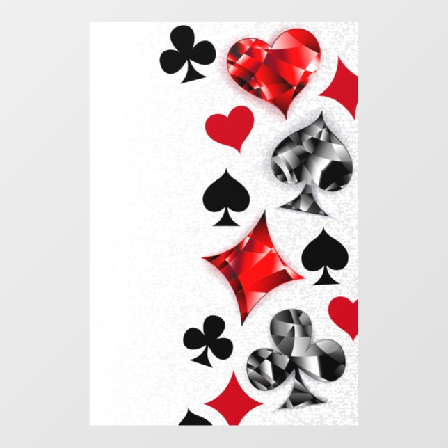 Poker Player Gambler Playing Card Suits Las Vegas Window Cling (Sheet)