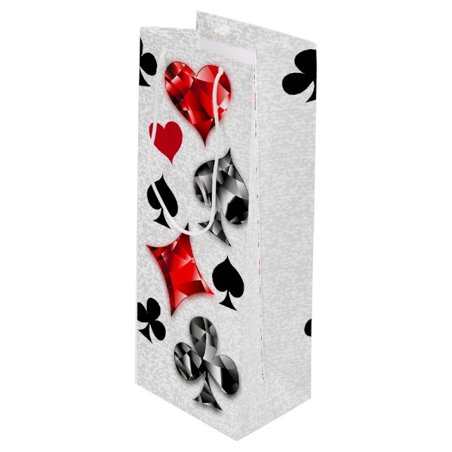 Poker Player Gambler Playing Card Suits Las Vegas Wine Gift Bag (Front Angled)