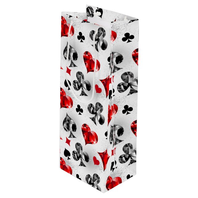 Poker Player Gambler Playing Card Suits Las Vegas Wine Gift Bag (Front Angled)