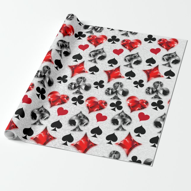 Poker Player Gambler Playing Card Suits Las Vegas Wrapping Paper (Unrolled)