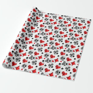 Poker Player Gambler Playing Card Suits Las Vegas Wrapping Paper
