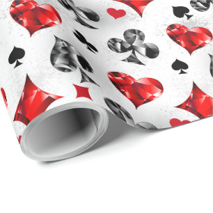 Poker Player Gambler Playing Card Suits Las Vegas Wrapping Paper