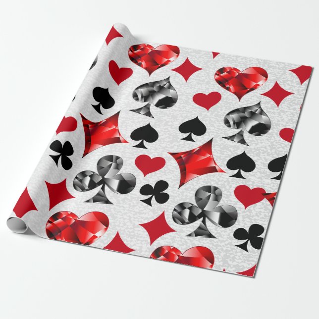 Poker Player Gambler Playing Card Suits Las Vegas Wrapping Paper (Unrolled)
