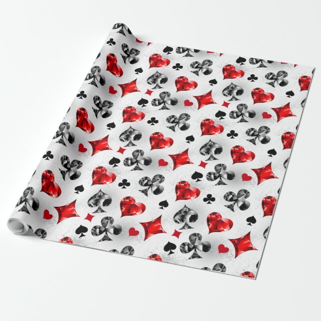 Poker Player Gambler Playing Card Suits Las Vegas Wrapping Paper (Unrolled)