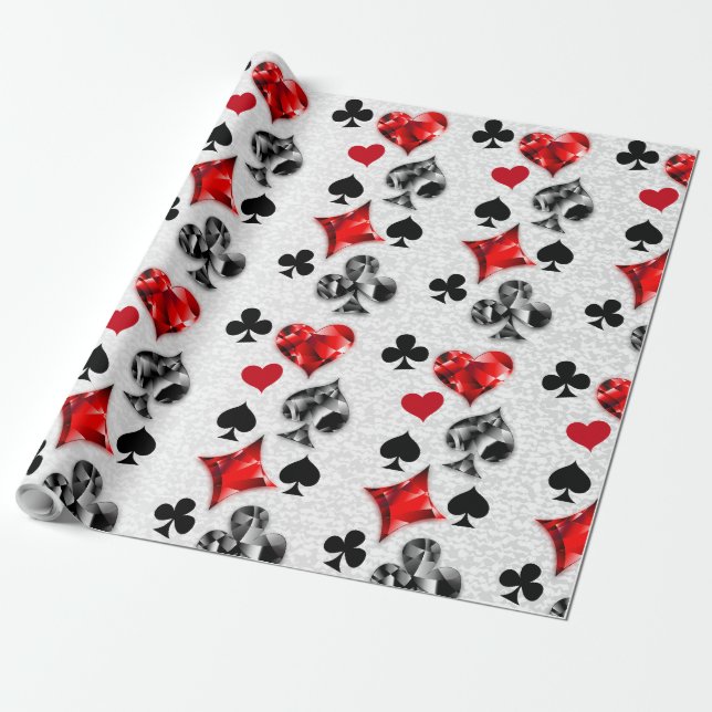 Poker Player Gambler Playing Card Suits Las Vegas Wrapping Paper (Unrolled)