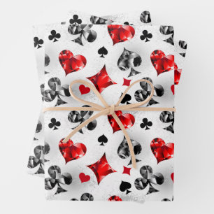 Poker Player Gambler Playing Card Suits Las Vegas Wrapping Paper Sheet