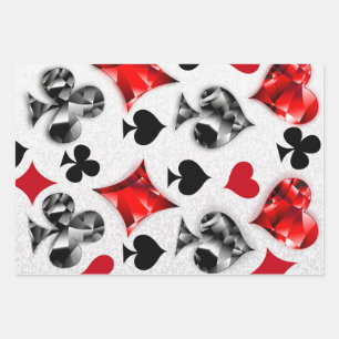 Poker Player Gambler Playing Card Suits Las Vegas Wrapping Paper Sheet