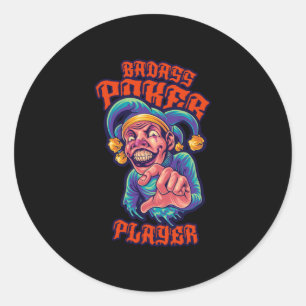 Poker Player Jester Casino Gambling Cards Gift Classic Round Sticker