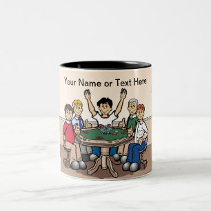 Poker Player - Male Cartoon by PrintedPerfection Two-Tone Coffee Mug